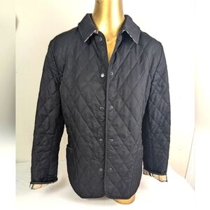 Burberry Black Quilt Jacket with Nova Check Lining Large